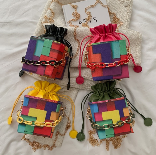 Rainbow Square Crossbody Chain Bag Factory JR Fashion Accessories